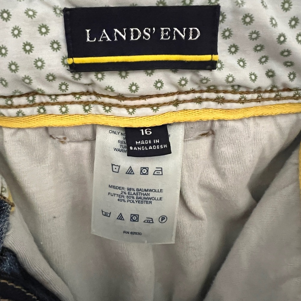 Vintage 90's Lands' End Lined Denim Cargo Pants 8 Pockets Blue Jeans Size 16 - Picture 5 of 11